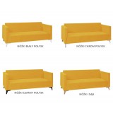 Modna sofa trzyosobowa kolor żółty cztery kolory nóżek GOLD