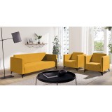 Zestaw sofa i dwa fotele 1+1+3 modny kolor żółty - kolor czarny