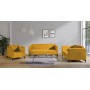 Stylowy zestaw mebli tapicerowanych sofy i fotel 1+2+3 modny żółty kolor - nóżki czarne - Zdjęcie 1