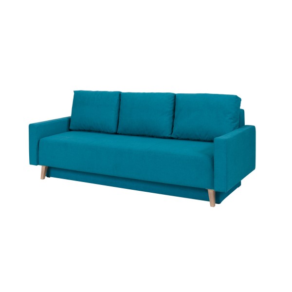 Sofa w stylu skandynawskim z funkcją spania w modnym turkusowym kolorze KOPENHAGA