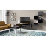Meblościanka z czterema pojemnymi kwadratami nowoczesną szafką pod telewizor oraz małą ławą KLARA 21