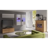 Meblościanka do salonu w trzech kolorach witryny komoda oraz szafka pod telewizor KLARA 12