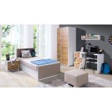 Łóżko 90x200 z materacem i pojemnikiem do pokoju młodzieżowego w dwóch wariantach kolorystycznych IWA 6