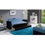 Klasyczna sofa w niebieskim kolorze boki czarne KLARA funkcja spania - Zdjęcie 3