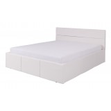 Białe meble do sypialnia komoda stolik nocny szafa dwudrzwiowa KLARA 19 - czarne łóżko ekoskóra