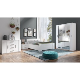 Zestaw mebli do sypialni w kolorze białym z łóżkiem i szafą 150 z lustrem DENIRO 2