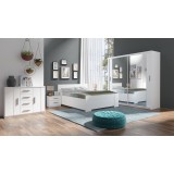 Komplet mebli do sypialni w białym kolorze z łóżkiem i szafą 220 z lustrem DENIRO 4